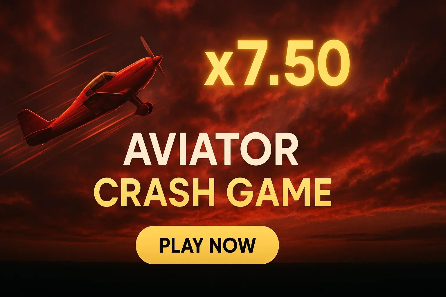 Photorealistic casino banner with red aircraft, x7.50 multiplier and CTA